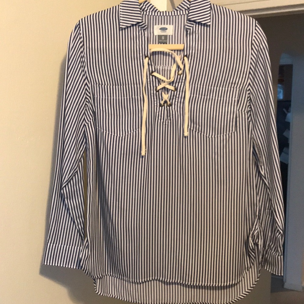 Old navy lace up striped tunic/blouse - Sz XS